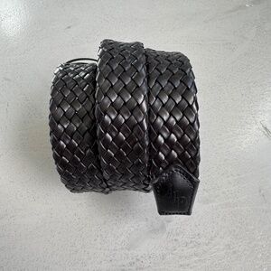 Rare Aime Leon Dore Black Braided Leather Belt Woven ALD Italy Solid Brass S/M